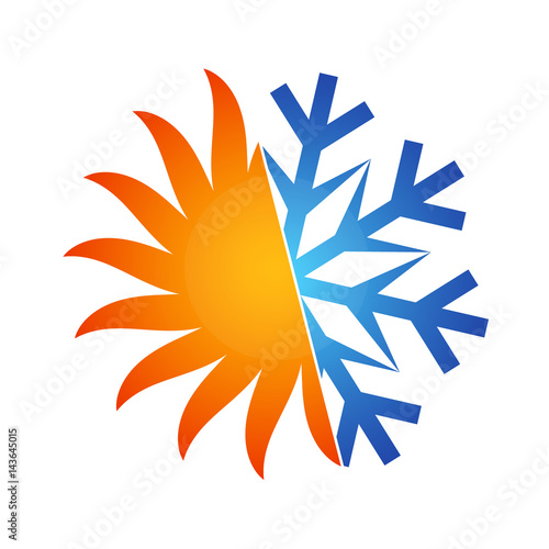 Sun and snowflake vector for air conditioning and ventilation