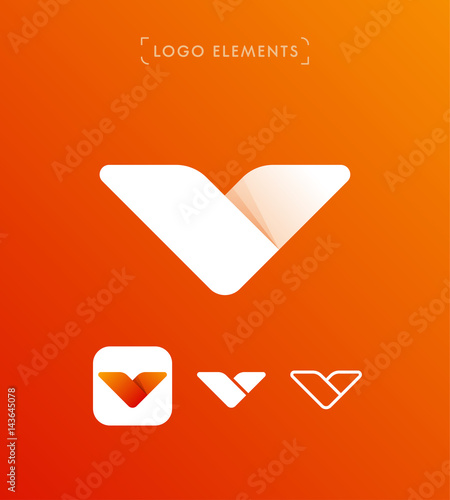 Abstract letter V origami style logo template