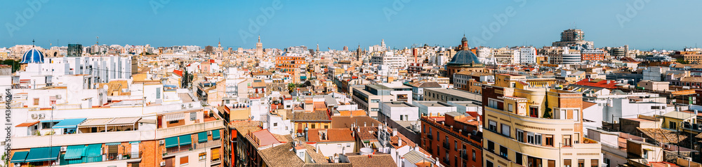 Aerial Panoramic View Of Valencia City In Spain