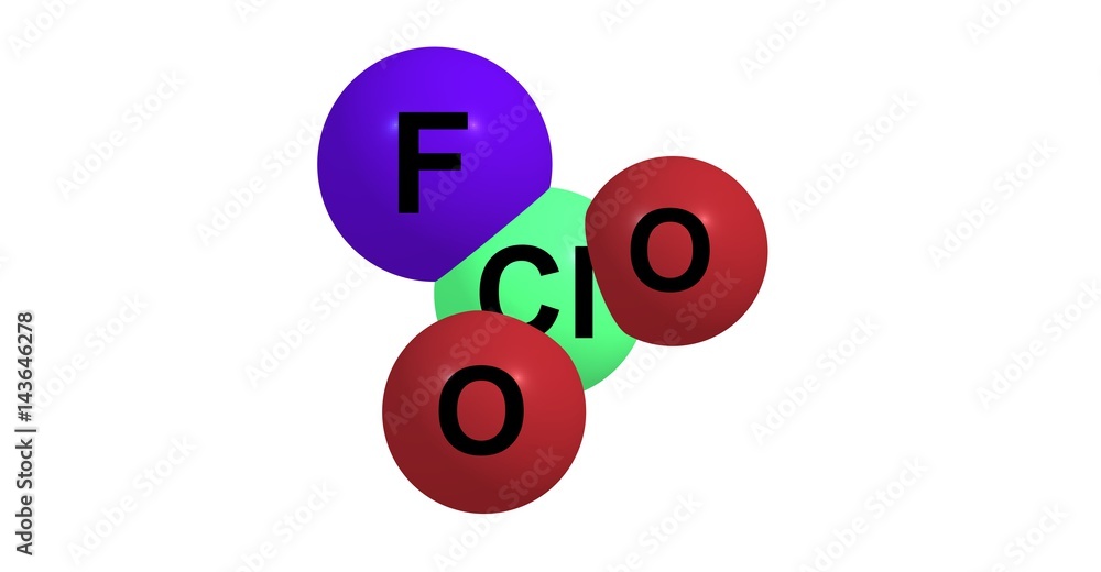 Perchloryl fluoride molecular structure isolated on white Perchloryl fluoride molecular structure isolated on white