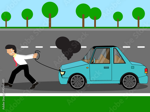 Employees pulling damage car
