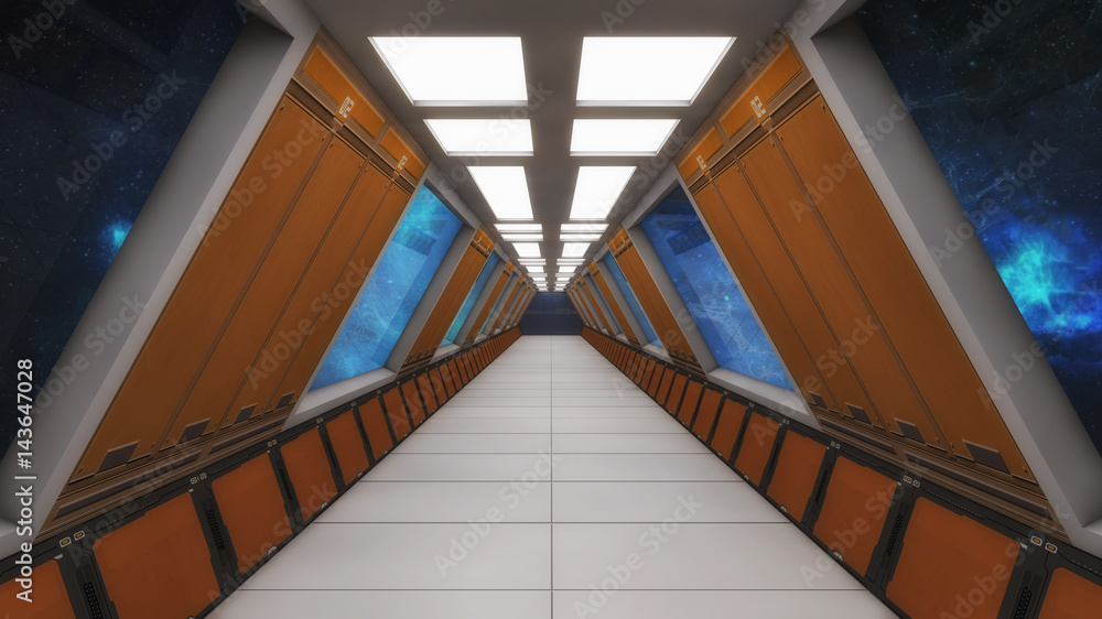Obraz premium 3d rendering. Futuristic background architecture corridor.