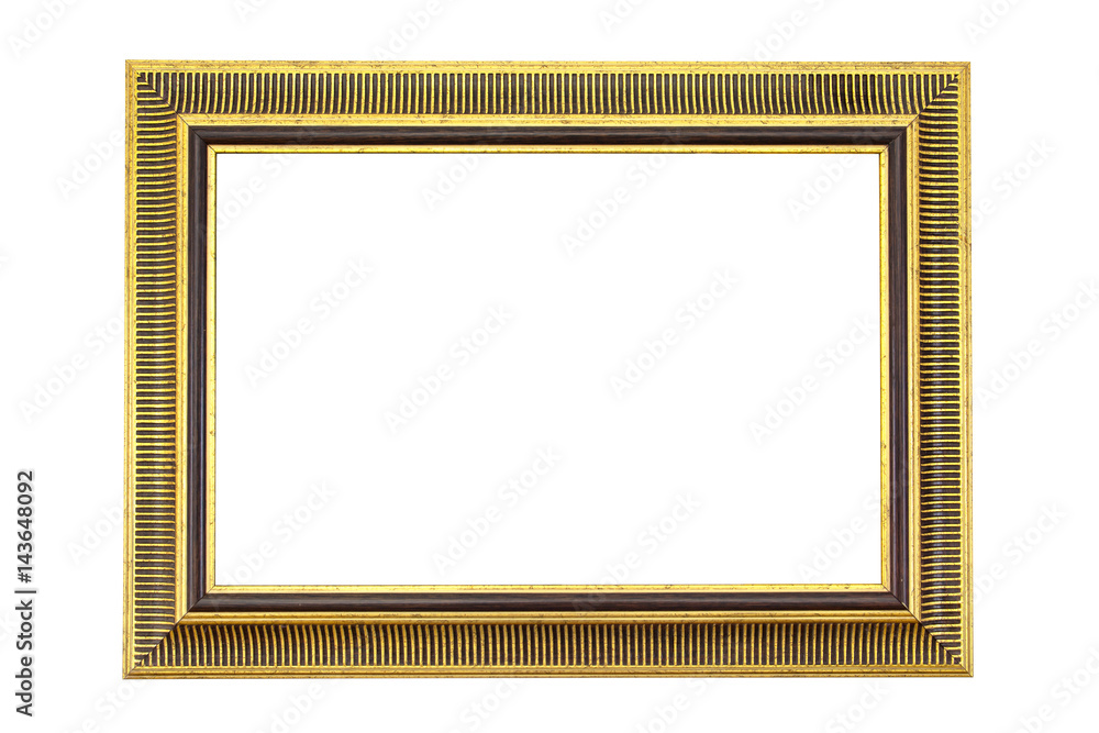 Fototapeta premium antique golden frame isolated on white background.Gold frame isolated.Golden frame isolated.Rectangle golden frame isolated
