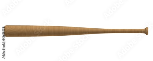Closeup of satinwood baseball bat isolated on white background, 3D rendering