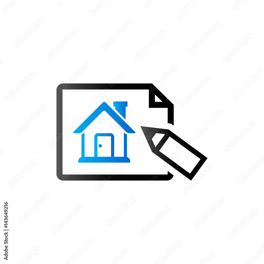 Duo Tone Icon - House blueprint Duo Tone Icon - House blueprint