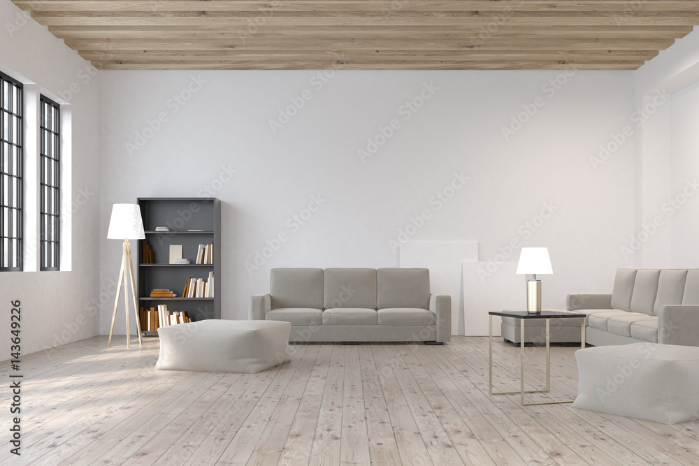 Fototapeta premium Living room with bookcase