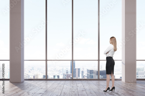 Woman in empty office
