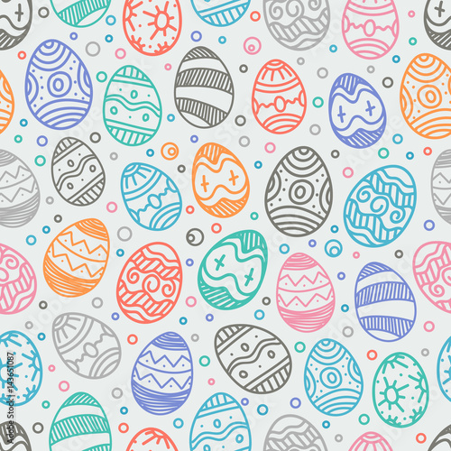 Happy Easter seamless background. Vector seamless pattern of color easter elements