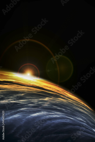 Fototapeta Naklejka Na Ścianę i Meble -  Planet Earth with a spectacular sunset.