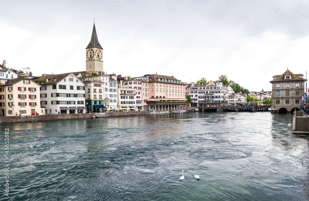Old town and river Limmat in Zurich, Switzerland