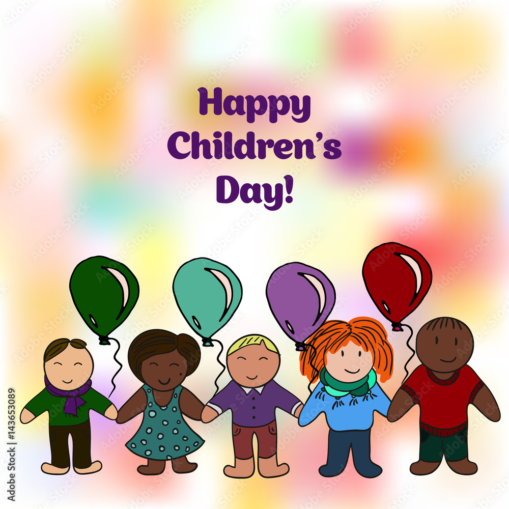 World Children's Day. Picture for your design. Card, cover, banner. Childhood, friendship. Air balloons World Children's Day. Picture for your design. Card, cover, banner. Childhood, friendship. Air balloons