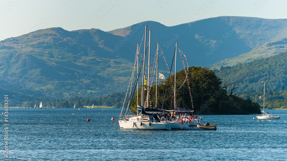 Sailboats on the Windermere Lake, The Lake District, England Sailboats on the Windermere Lake, The Lake District, England