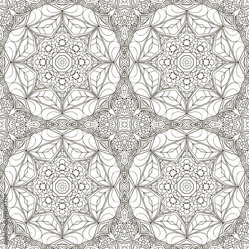Seamless Mandala pattern. Coloring Seamless ornament for your creativity