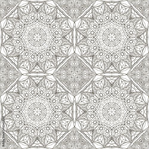 Seamless Mandala pattern. Seamless ornament for your creativity. Coloring