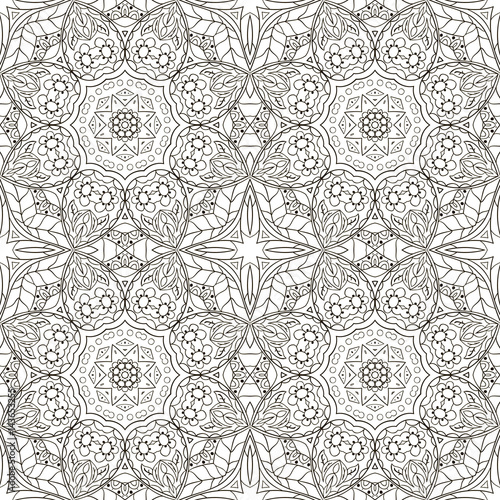 Seamless Mandala pattern. Seamless ornament for your creativity. Zentangl doodle coloring pattern