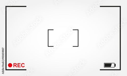 Camera focus frame with rec label. Camera viewfinder background design. Vector illustration.