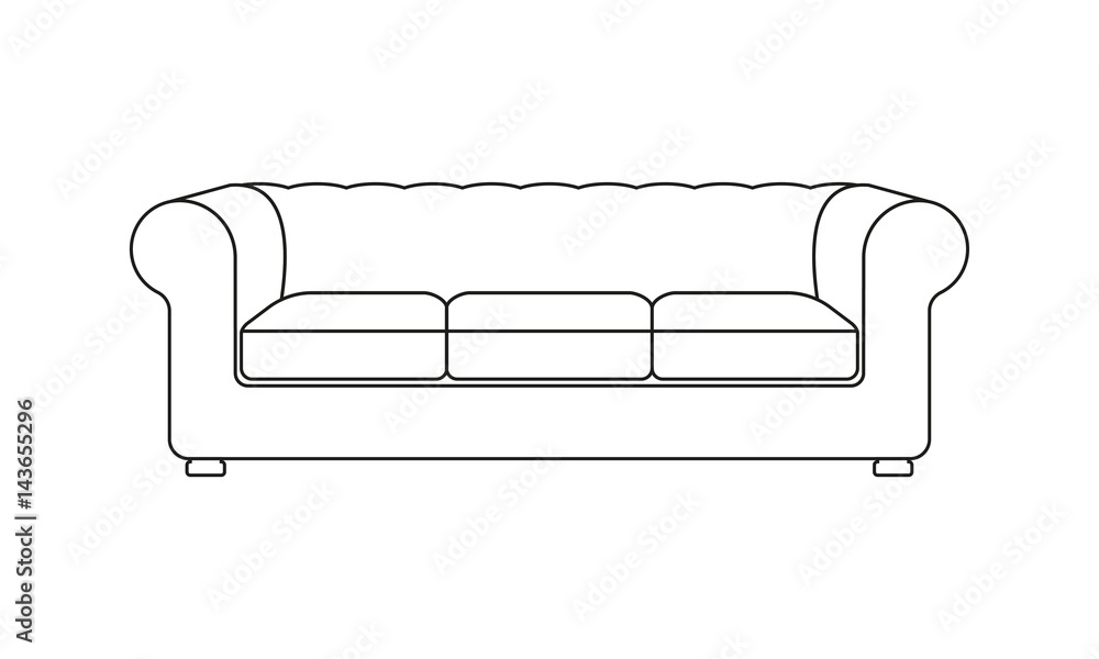 Sofa line icon. Vintage or retro sofa. Furniture icon. Vector illustration  of outline sofa silhouette. Stock Vector | Adobe Stock