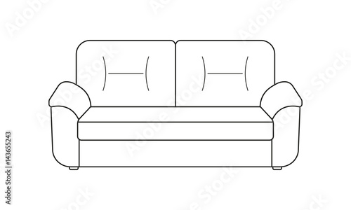 Sofa line icon. Furniture outline symbol for living room. Vector illustration of modern sofa.