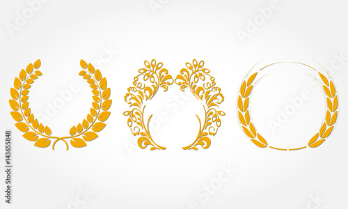 Laurel wreath set. Vector illustration.