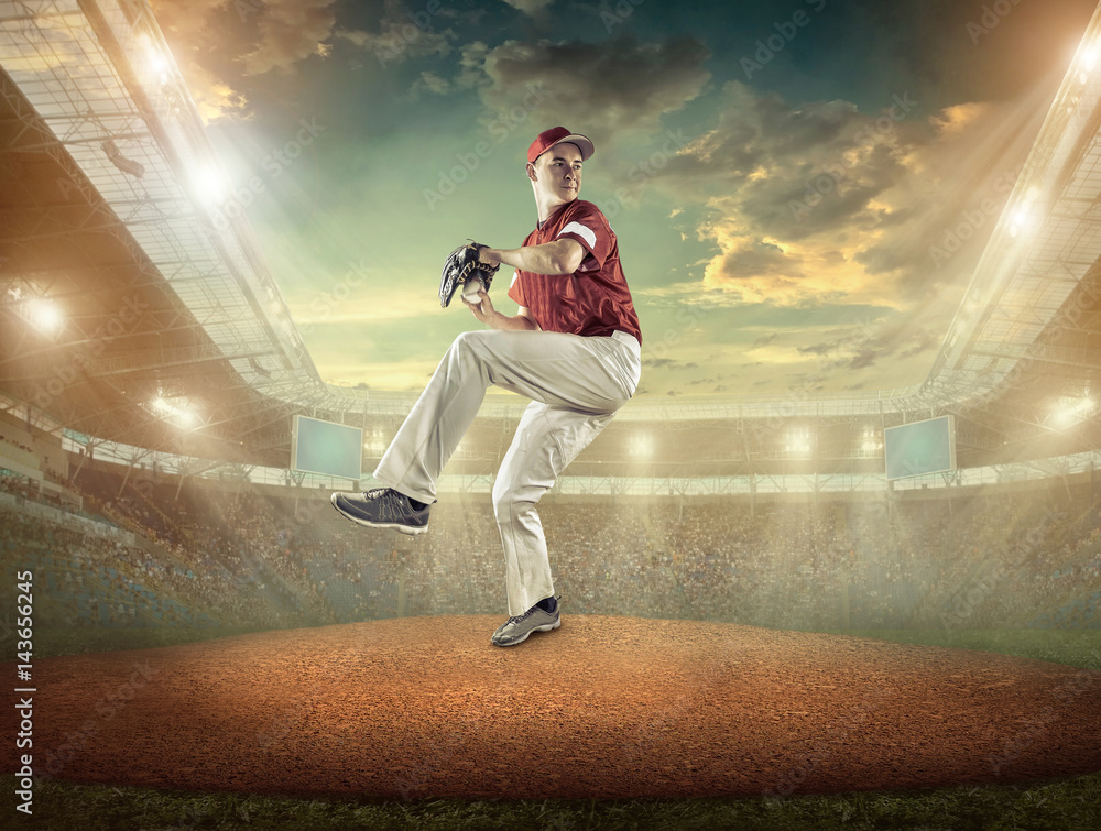 Baseball players in action on the stadium. Baseball players in action on the stadium.