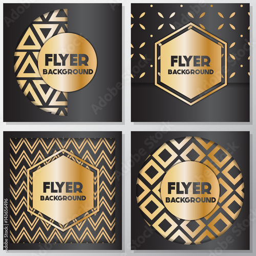 Gold banner background flyer style Design Template