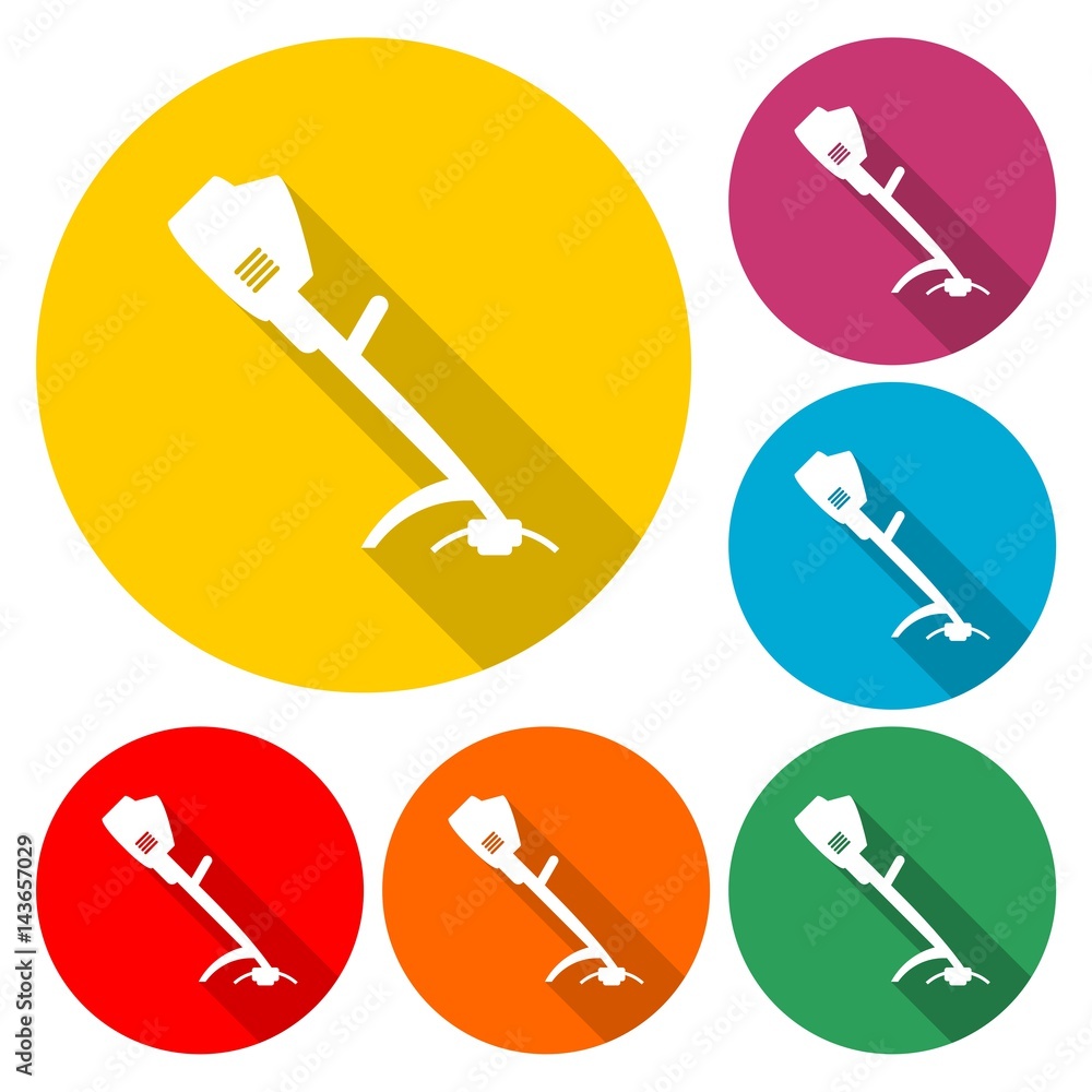 Weed Trimmer Icons - Illustration Weed Trimmer Icons - Illustration