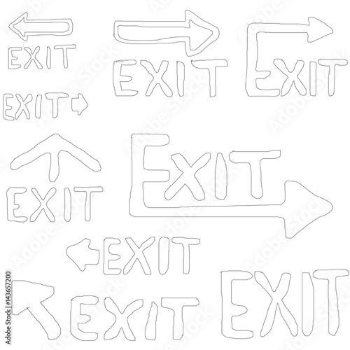 EXIT of Outline Design isolated on white background.