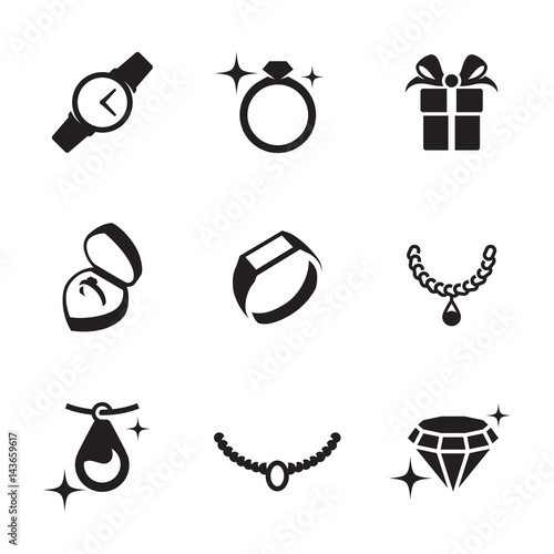 Jewelry icons set