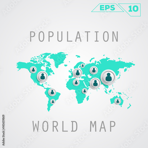 Population map. Vector template for presentation. Flat Design(for Logos, Flyers, Covers, Posters, Banner)