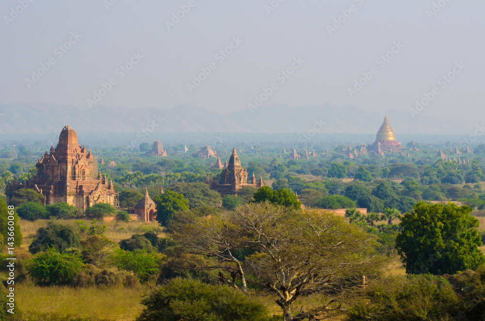 Beautiful Ancient land in Bagan with thousands of ancient temples in Myanmar
