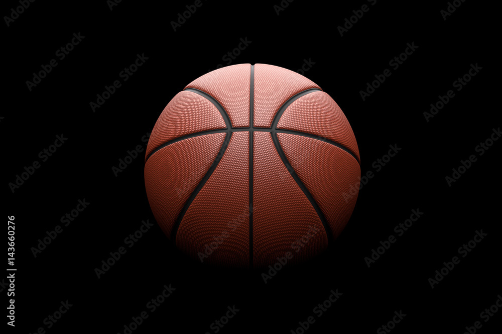 Basketball on black background. 3D illustration