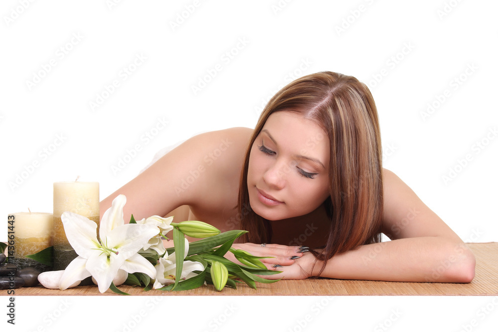 Beautiful Woman Getting Spa Massage in Spa Salon Beautiful Woman Getting Spa Massage in Spa Salon