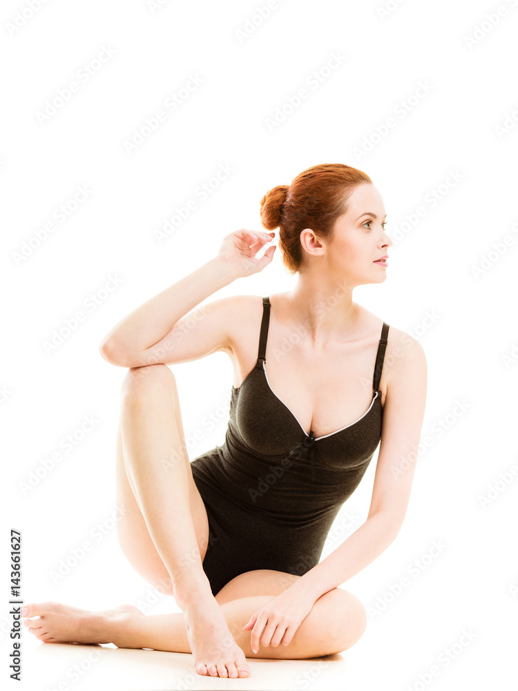 Attractive woman in black swimsuit style underwear Attractive woman in black swimsuit style underwear
