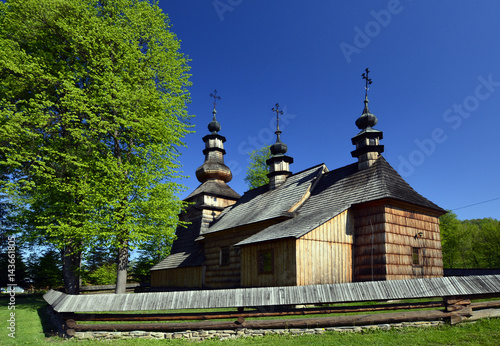ancient greek catholic wooden church in Ropica Gorna near Gorlice, Poland