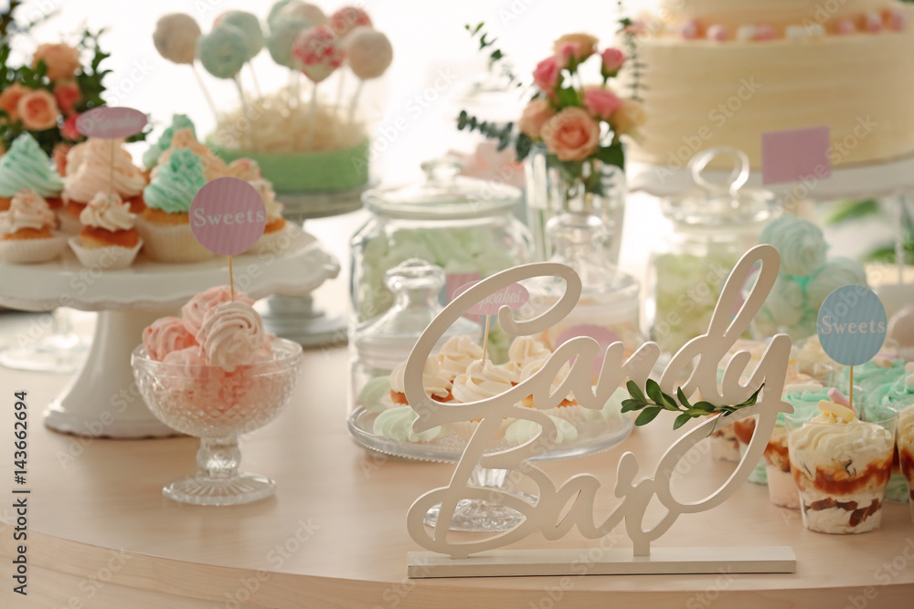 Table with sweets prepared for party Table with sweets prepared for party