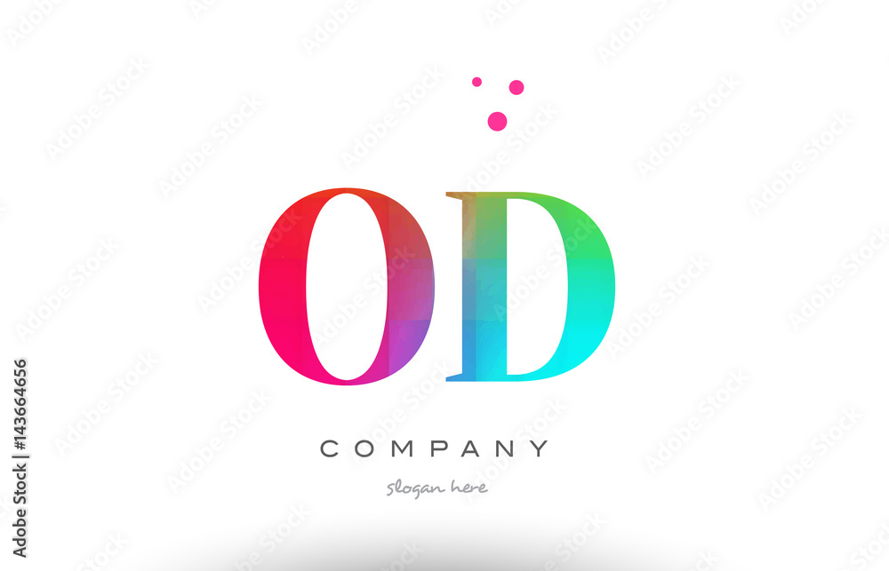 OD O D colored rainbow creative colors alphabet letter logo icon