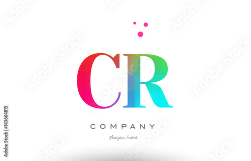 CR C R colored rainbow creative colors alphabet letter logo icon