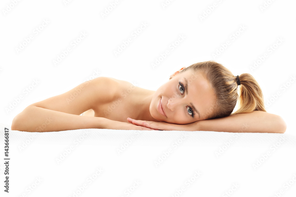 Woman face portrait isolated on white with healthy skin Woman face portrait isolated on white with healthy skin