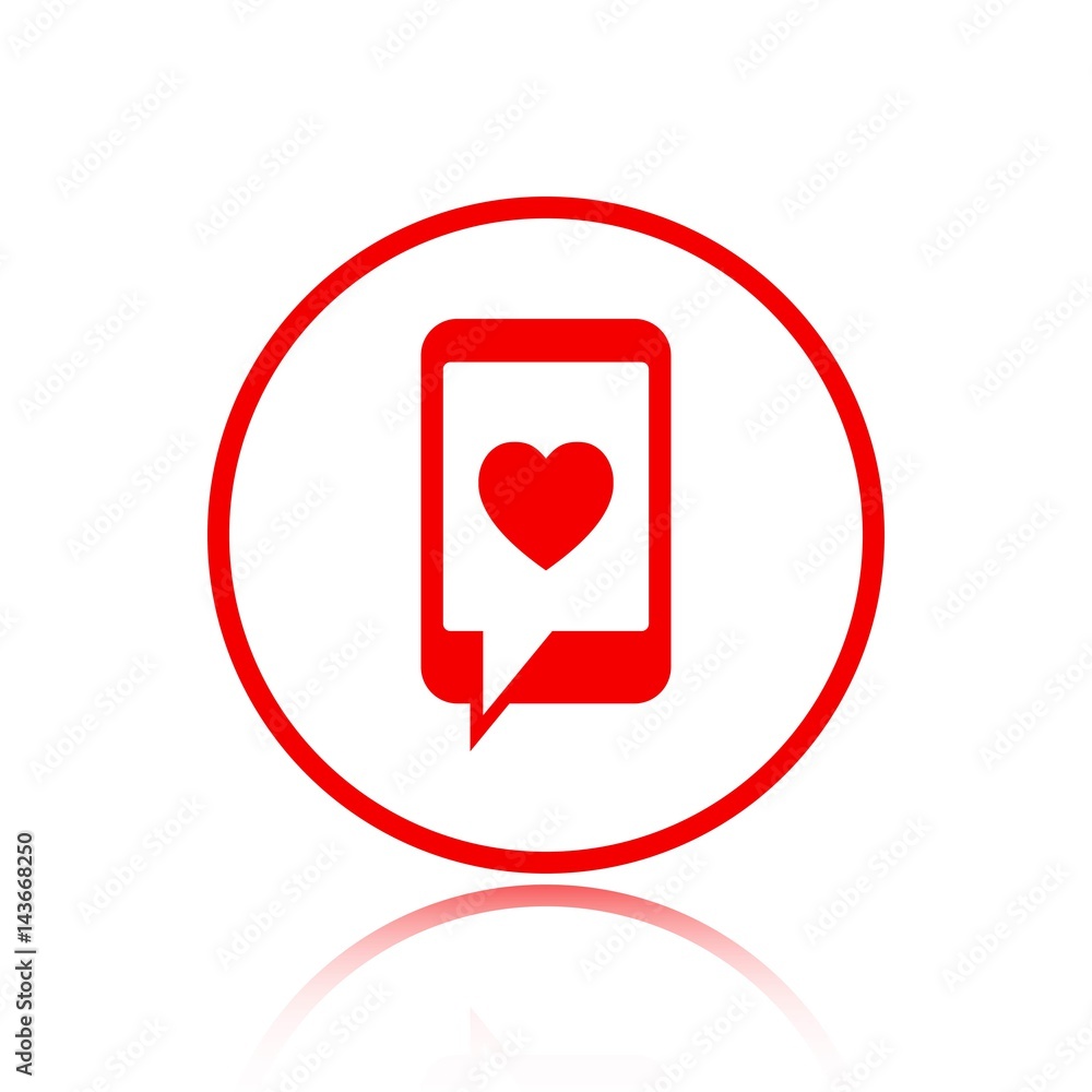 phone with hearts on the screen icon stock vector illustration flat design phone with hearts on the screen icon stock vector illustration flat design