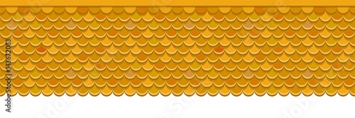 Roof covered with orange clay tiles. Vector background