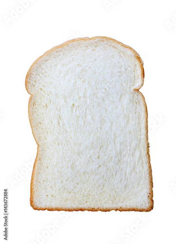 Slice of white bread isolated on white background