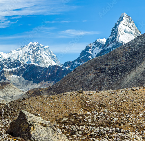 View of the himalayan peak Machhapuchre from the south (view from the motor hang-gliding) - Nepal, Himalayas photo