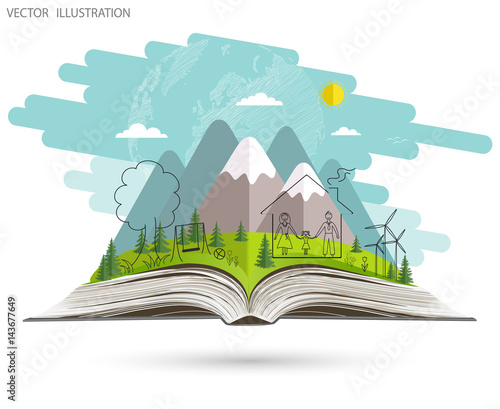 Open book of happy family stories.