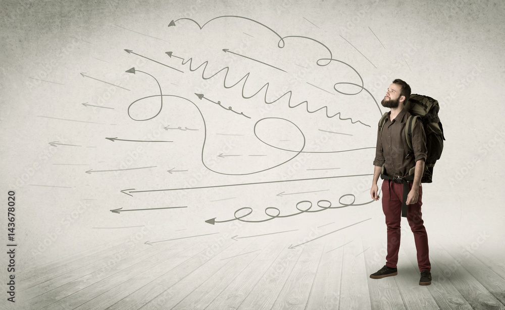 Obraz premium Young man with a backpack