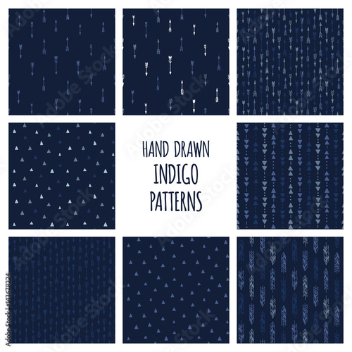 Set of hand drawn indigo bl...