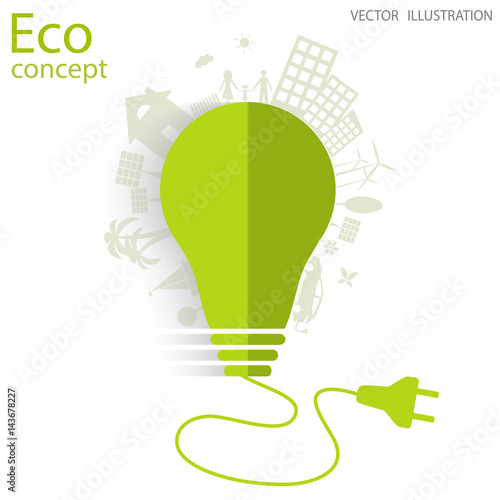 The concept of ecology with a light bulb
