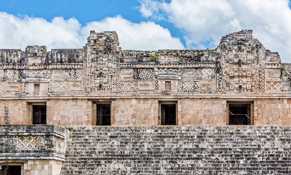 View of the palace in the ancient city Uxmal - Yucatan, Mexico