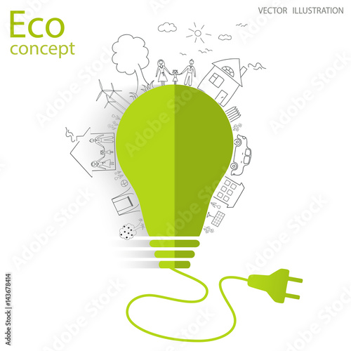 The concept of ecology with a light bulb