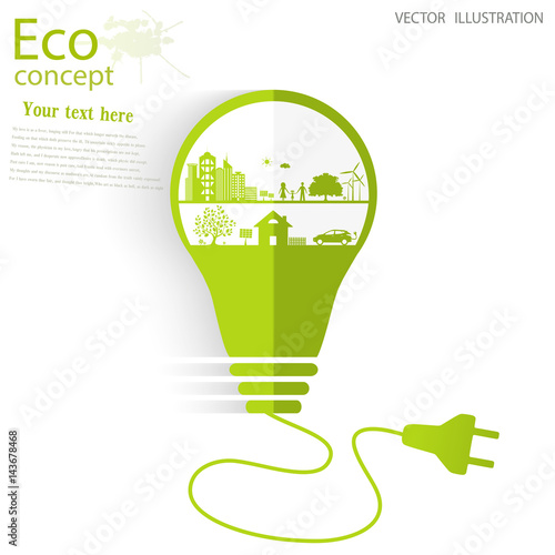 The concept of ecology with a light bulb
