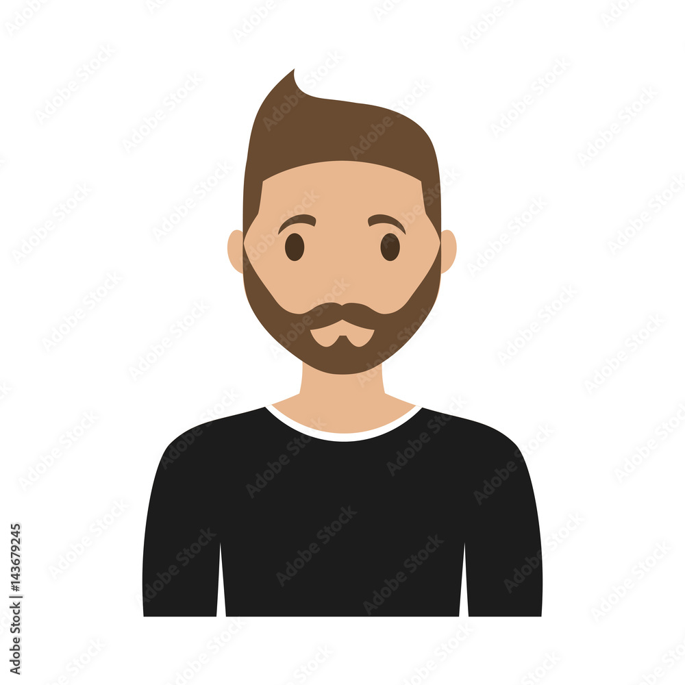 man wearing black shirt, cartoon icon over white background. colorful design. vector illustration man wearing black shirt, cartoon icon over white background. colorful design. vector illustration